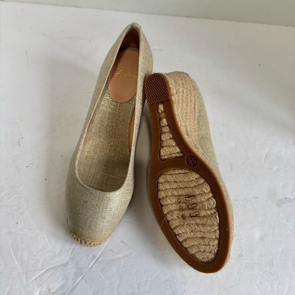 NWOT J. Crew Seville espadrille wedges in metallic canvas. Size 5.5 - Picture 15 of 16